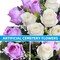 Artificial Cemetery & Memorial Flowers with Vase – White & Purple Silk Rose Gravesite Bouquet, Outdoor Headstone Decoration, Long-Lasting Memorial Arrangement (2 Bouquets)